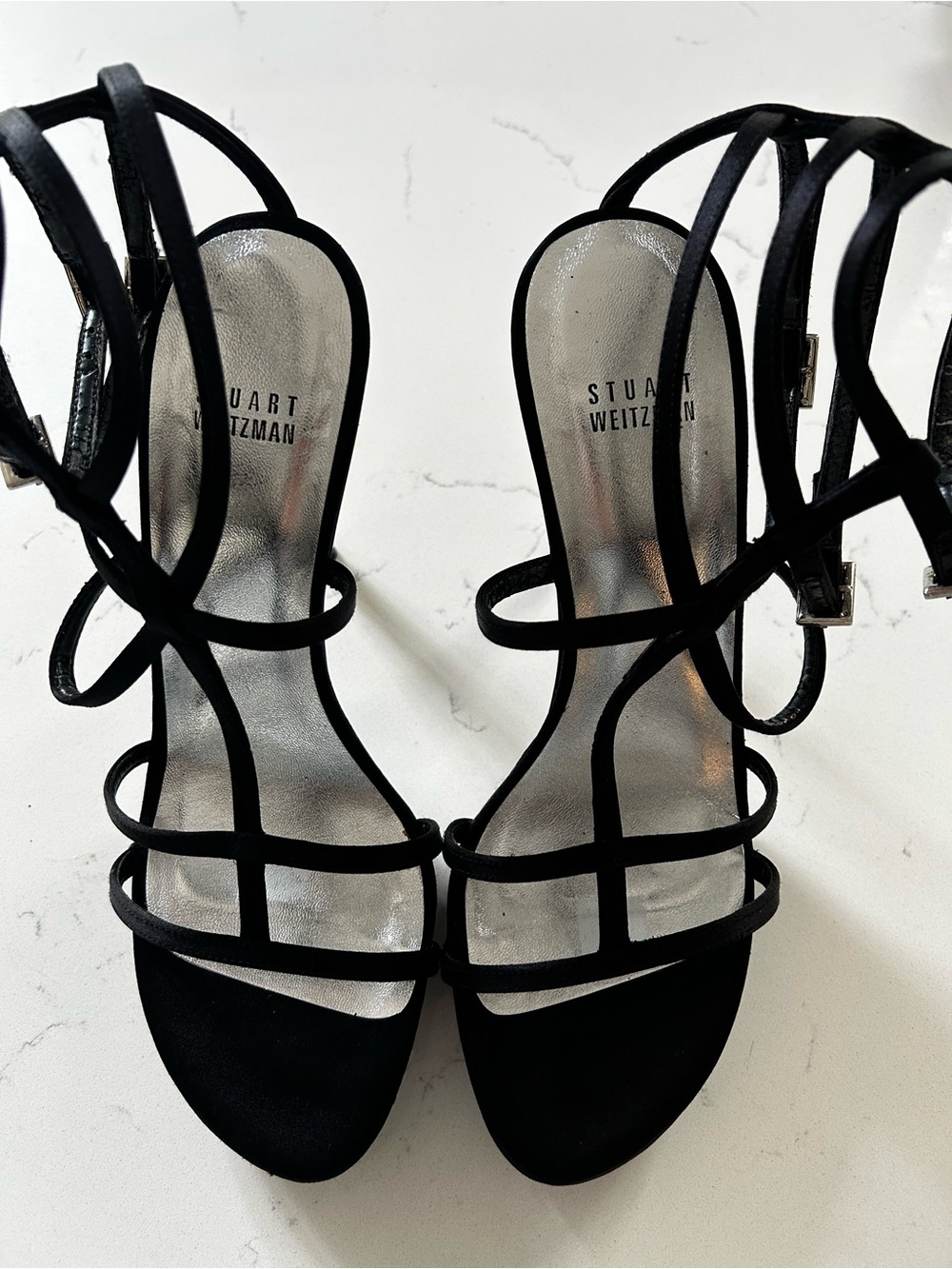 Stuart Weitzman platform heels with crystal buckles and crystal heel size 7.5 - Picture 11 of 14